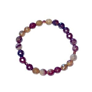 *NEW* Hand Crafted Mookaite Faceted Gemstone Bracelet 7.25”